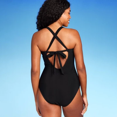 Women's Ribbed Plunge Ring Detail One Piece Swimsuit - Shade & Shore™ 5 Women's Ribbed Plunge Ring Detail One Piece Swimsuit - Shade & Shore™ - Image 3