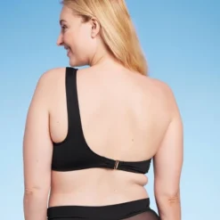 Women's One Shoulder Mesh Bikini Top - Shade & Shore™ Black -Shade & Shore GUEST 9b95dcb4 5359 4ebe b6bd 6ecc3d80023c