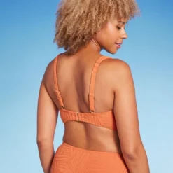 Women's Bandeau Jacquard Bikini Top - Shade & Shore⢠Orange