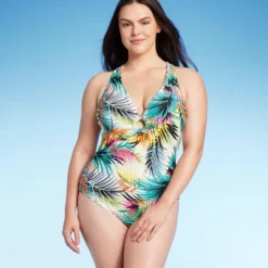 Women's Plunge Ring Detail One Piece Swimsuit - Shade & Shore™ Multi Tropical Print -Shade & Shore GUEST a3e4c797 a995 42c2 9d6d 391b01800e6a