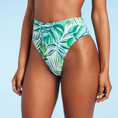 Women's High Waist High Leg Extra Cheeky Bikini Bottom - Shade & Shore™ Green Tropical Print 9 Women's High Waist High Leg Extra Cheeky Bikini Bottom - Shade & Shore™ Green Tropical Print - Image 7