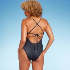 Women's Shirred V-Wire Plunge One Piece Swimsuit - Shade & Shore™ Gray 12 Women's Shirred V-Wire Plunge One Piece Swimsuit - Shade & Shore™ Gray -Shade & Shore GUEST a75504fb 22eb 47fe a6bb 7efed9f5a96d