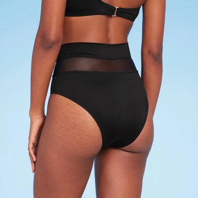 Women's Mesh High Waist Bikini Bottom - Shade & Shore™ Black 3 Women's Mesh High Waist Bikini Bottom - Shade & Shore™ Black
