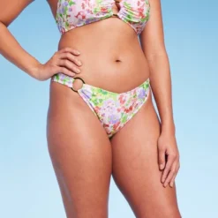 Women's Side Ring High Leg Cheeky Bikini Bottom - Shade & Shore™ Multi Floral Print -Shade & Shore GUEST af9def90 5edf 4a23 a1c1 e537c5e2cda4