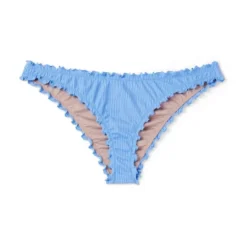 Women's Ribbed High Leg Extra Cheeky Ruffle Bikini Bottom - Shade & Shore™ Light Blue -Shade & Shore GUEST b1b0747e 0ed0 4835 96f6 d8cda079f518