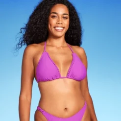 Women's Macramé Detail Halter Triangle Bikini Top - Shade & Shore™ Purple -Shade & Shore GUEST b1b7c2ab b712 40d3 b2b7 f4d78af22711
