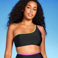 Women's Contrast Binding One Shoulder Bralette Bikini Top - Shade & Shore™ -Shade & Shore GUEST b4a72fc4 77c1 49ad a9e4 cd5ba570a3e2