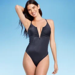 Women's Shirred V-Wire Plunge One Piece Swimsuit - Shade & Shore™ Gray 16 Women's Shirred V-Wire Plunge One Piece Swimsuit - Shade & Shore™ Gray -Shade & Shore GUEST bbf23971 208c 464b a043 80b0be96ce1f