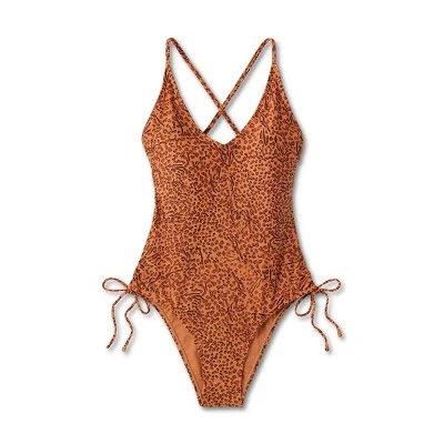 Women's Side-Tie Plunge One Piece Swimsuit - Shade & Shore™ Animal Print 6 Women's Side-Tie Plunge One Piece Swimsuit - Shade & Shore™ Animal Print - Image 4