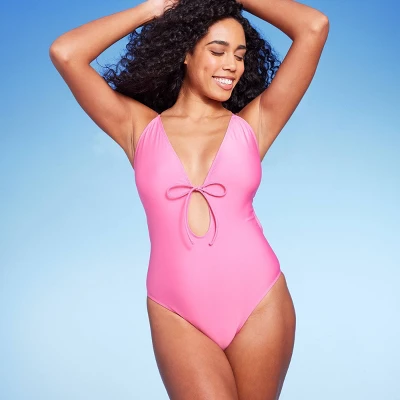 Women's Tie-Front Plunge One Piece Swimsuit - Shade & Shore™ 8 Women's Tie-Front Plunge One Piece Swimsuit - Shade & Shore™ - Image 6