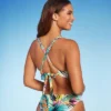 Women's Braided Strap Triangle Longline Bikini Top - Shade & Shore™ Multi Tropical Print