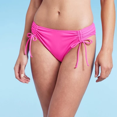 Women's Cinched Side-Tie Hipster Bikini Bottom - Shade & Shore™ Pink 9 Women's Cinched Side-Tie Hipster Bikini Bottom - Shade & Shore™ Pink - Image 7