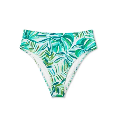 Women's High Waist High Leg Extra Cheeky Bikini Bottom - Shade & Shore™ Green Tropical Print 7 Women's High Waist High Leg Extra Cheeky Bikini Bottom - Shade & Shore™ Green Tropical Print - Image 5