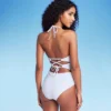 Women's Cut Out Halter Lurex One Piece Swimsuit - Shade & Shore™ Cream