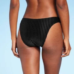 Women's Velour Ribbed Cheeky Bikini Bottom - Shade & Shore™ Black -Shade & Shore GUEST d039a798 45d9 4fb3 9c8e f4be3d530d15