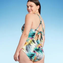 Women's Plunge Ring Detail One Piece Swimsuit - Shade & Shore™ Multi Tropical Print -Shade & Shore GUEST d0de294f 3209 414e bcf8 5ed315e9f670