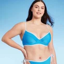 Women's Lightly Lined Ribbed Underwire Bikini Top - Shade & Shore™ Blue -Shade & Shore GUEST d320e7b8 cae6 493f 95ad ab1d128f34a9