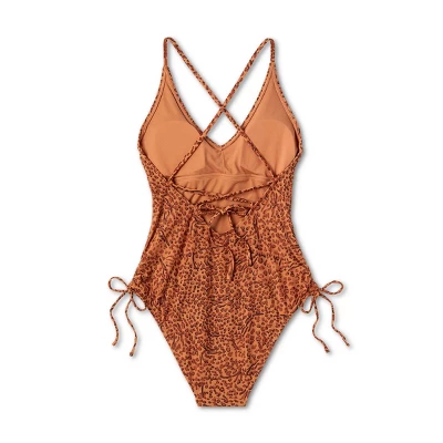 Women's Side-Tie Plunge One Piece Swimsuit - Shade & Shore™ Animal Print 7 Women's Side-Tie Plunge One Piece Swimsuit - Shade & Shore™ Animal Print - Image 5