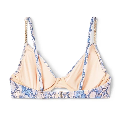 Women's Underwire Chain Strap Detail Bikini Top - Shade & Shore™ Blue Snake Print 8 Women's Underwire Chain Strap Detail Bikini Top - Shade & Shore™ Blue Snake Print - Image 6