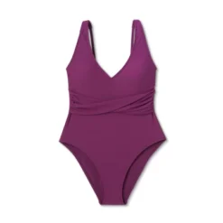Women's Ribbed Plunge Twist-Front One Piece Swimsuit - Shade & Shore™ -Shade & Shore GUEST d8022e5a 9220 4ecb 9937 b1f1f9c0eead