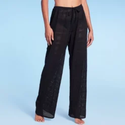 Women's Mid-Waist Crochet Cover Up Pants - Shade & Shore™ Black -Shade & Shore GUEST dc56ddd9 4d73 462e 929d 52882634568f