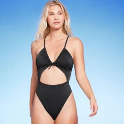 Women's Ribbed Plunge Front Cut Out One Piece Swimsuit - Shade & Shore™ -Shade & Shore GUEST e1b03d86 1dcc 4164 a7a1 76bf19854891