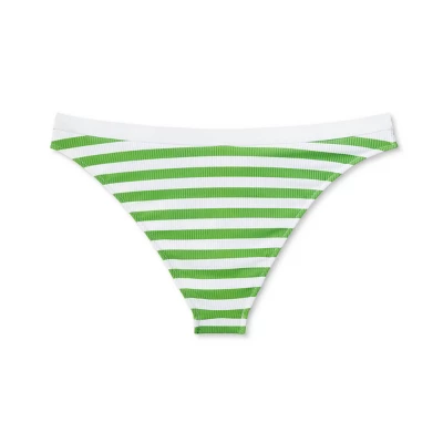Women's Ribbed High Leg Extra Cheeky Bikini Bottom - Shade & Shore™ Green/White 8 Women's Ribbed High Leg Extra Cheeky Bikini Bottom - Shade & Shore™ Green/White - Image 6