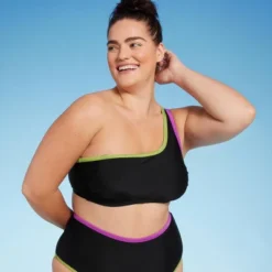 Women's Contrast Binding One Shoulder Bralette Bikini Top - Shade & Shore™ -Shade & Shore GUEST e2642b34 2b18 46c7 a7dd 2b853fa65256