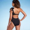 Women's One Shoulder Bow Cut Out One Piece Swimsuit - Shade & Shore™