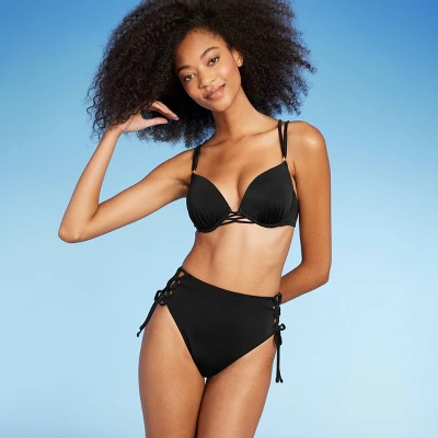 Women's Lace-Up High Waist High Leg Extra Cheeky Bikini Bottom - Shade & Shore™ 4 Women's Lace-Up High Waist High Leg Extra Cheeky Bikini Bottom - Shade & Shore™ - Image 2