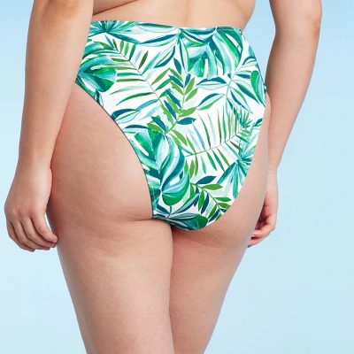 Women's High Waist High Leg Extra Cheeky Bikini Bottom - Shade & Shore™ Green Tropical Print 6 Women's High Waist High Leg Extra Cheeky Bikini Bottom - Shade & Shore™ Green Tropical Print - Image 4