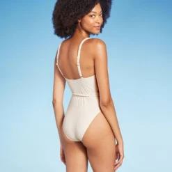 Women's Braid Detail Extra High Leg One Piece Swimsuit - Shade & Shore™ Off-White -Shade & Shore GUEST f0a7947f 86d4 4921 b738 5b062999b193