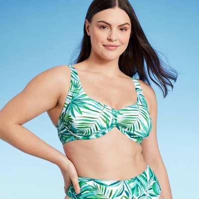 Women's Underwire Bralette Bikini Top - Shade & Shore™ Green Tropical Print 3 Women's Underwire Bralette Bikini Top - Shade & Shore™ Green Tropical Print
