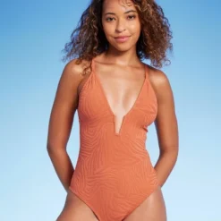 Women's Jacquard Rectangle Wire One Piece Swimsuit - Shade & Shore™ Orange -Shade & Shore GUEST f4b00b80 44c9 463a ad5d 167d722a86ea