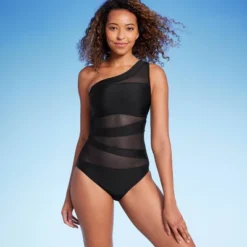 Women's Mesh Front Asymmetrical One Shoulder One Piece Swimsuit - Shade & Shore™ Black 13 Women's Mesh Front Asymmetrical One Shoulder One Piece Swimsuit - Shade & Shore™ Black -Shade & Shore GUEST f8d35961 a4a9 4887 b652 6a659c0add47