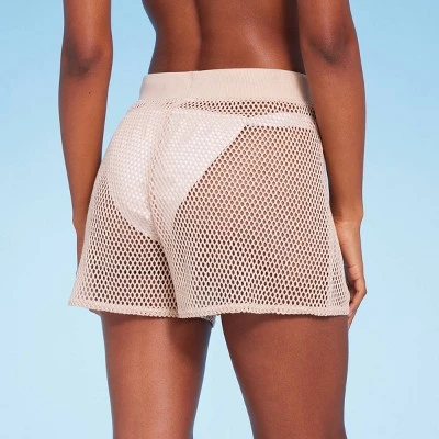 Women's Pull-On Crochet Cover Up Shorts - Shade & Shore™ Light Brown 3 Women's Pull-On Crochet Cover Up Shorts - Shade & Shore™ Light Brown
