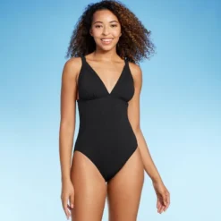Women's Ribbed Triangle One Piece Swimsuit - Shade & Shore™ -Shade & Shore GUEST fbf2e2c3 e28d 47fd abc9 aa50cb8622b8
