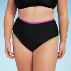 Women's Contrast Binding High Waist Bikini Bottom - Shade & Shore™ -Shade & Shore GUEST ff709bc4 8b99 443b 8377 f22af9891f46